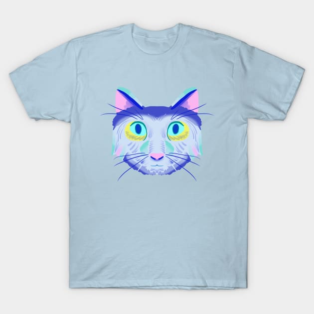 Cat Head Design Version 1 (blue scheme) T-Shirt by VixenwithStripes